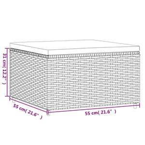 Gartenhocker Braun Poly Rattan mit Kissen