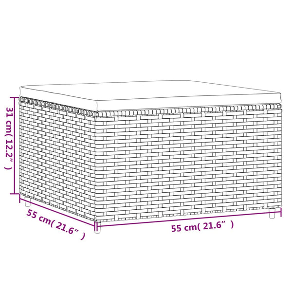 Gartenhocker Braun Poly Rattan mit Kissen