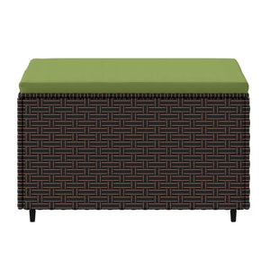 Gartenhocker mit Kissen Braun Poly Rattan 2er Set