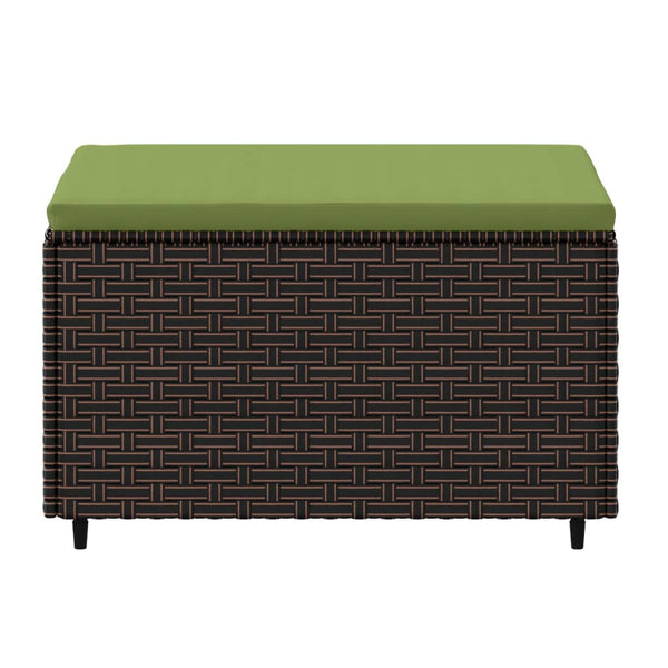 Gartenhocker mit Kissen Braun Poly Rattan 2er Set