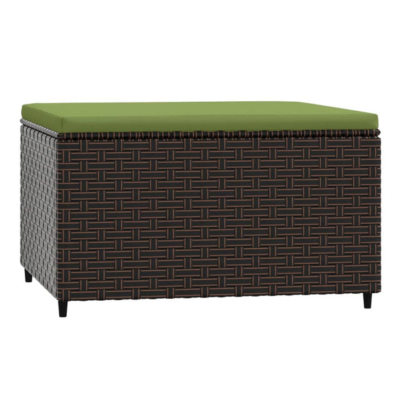 Gartenhocker mit Kissen Braun Poly Rattan 2er Set