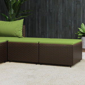 Gartenhocker mit Kissen Braun Poly Rattan 2er Set