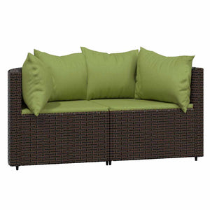 Garten Ecksofa Set Braun Poly Rattan