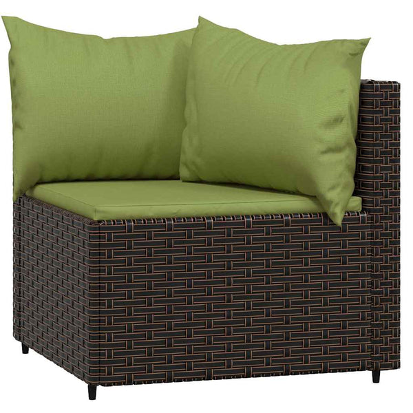 Garten Ecksofa Set Braun Poly Rattan