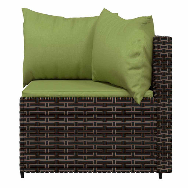 Garten Ecksofa Set Braun Poly Rattan