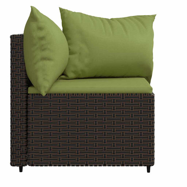 Garten Ecksofa Set Braun Poly Rattan