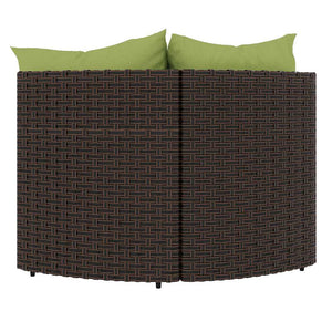 Garten Ecksofa Set Braun Poly Rattan
