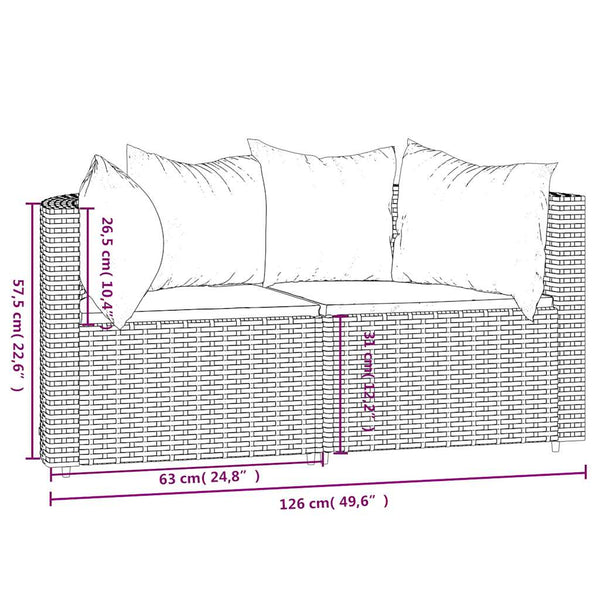 Garten Ecksofa Set Braun Poly Rattan
