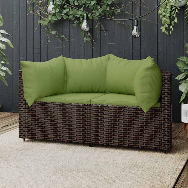 Garten Ecksofa Set Braun Poly Rattan