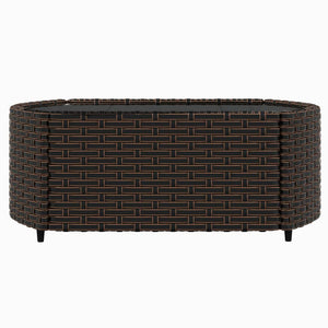 4-tlg. Garten-Lounge-Set mit Kissen Braun Poly Rattan