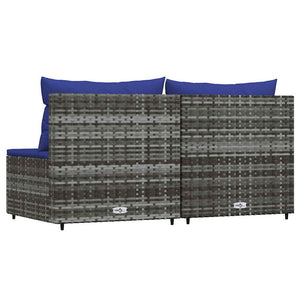Garten Mittelsofas mit Kissen, 2er Set