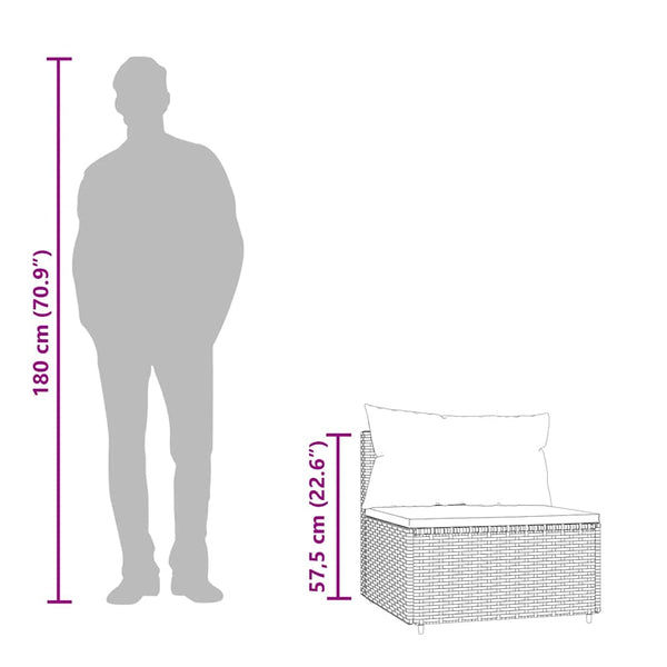 Garten Mittelsofas mit Kissen, 2er Set