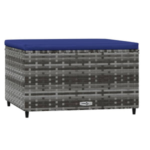 Gartenhocker Grau mit Kissen Poly Rattan