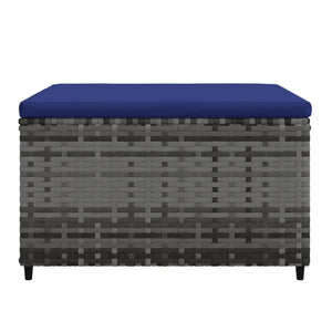 Gartenhocker Grau mit Kissen Poly Rattan