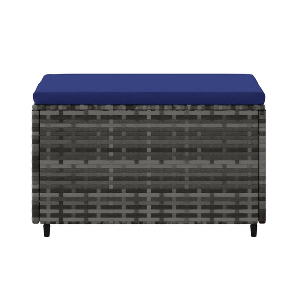 Gartenhocker Grau mit Kissen Poly Rattan