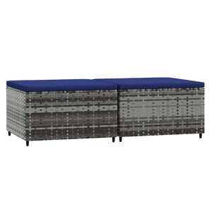 vidaXL Tabourets de jardin avec coussins 2 pcs Gris Résine tressée