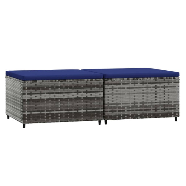 vidaXL Tabourets de jardin avec coussins 2 pcs Gris Résine tressée
