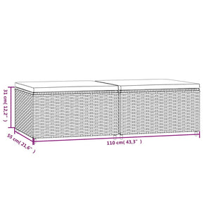 vidaXL Tabourets de jardin avec coussins 2 pcs Gris Résine tressée