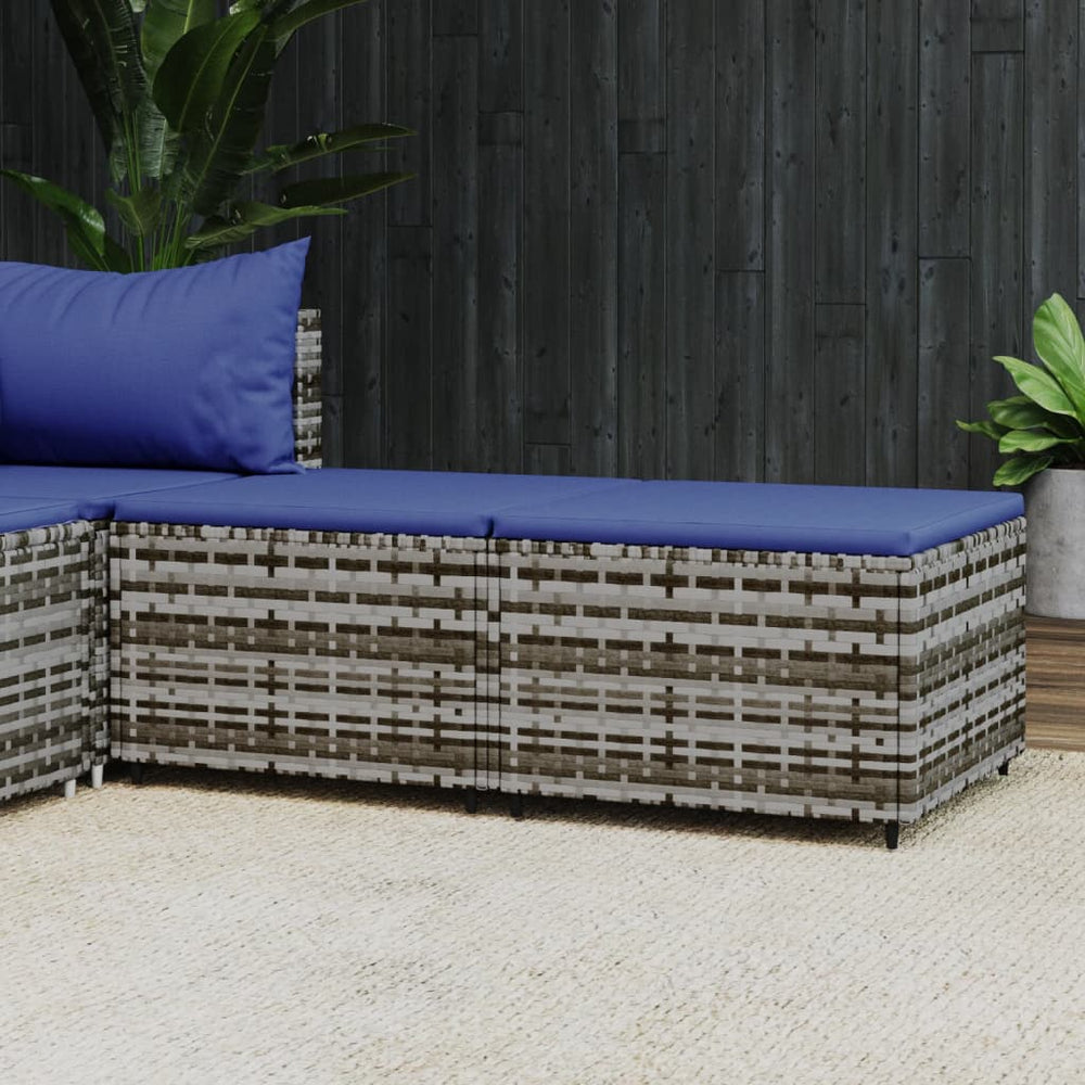 Gartenhocker mit Kissen, 2er Set Grau