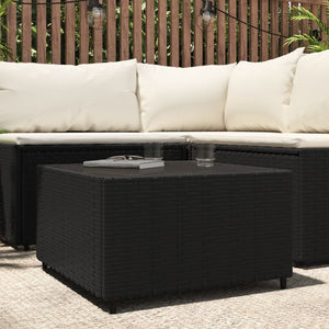 vidaXL Table basse de jardin carrée noire 50x50x30 cm en résine tressée