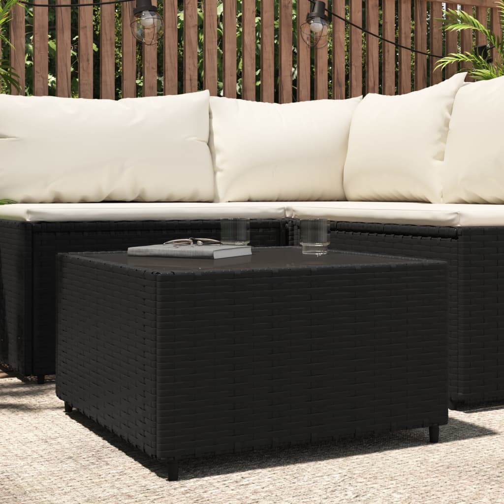 vidaXL Table basse de jardin carrée noire 50x50x30 cm en résine tressée