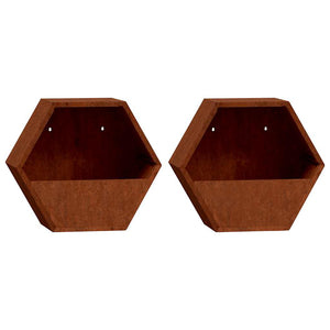 vidaXL Jardinière murale 2 pcs Acier corten rouillé 46x10x40 cm