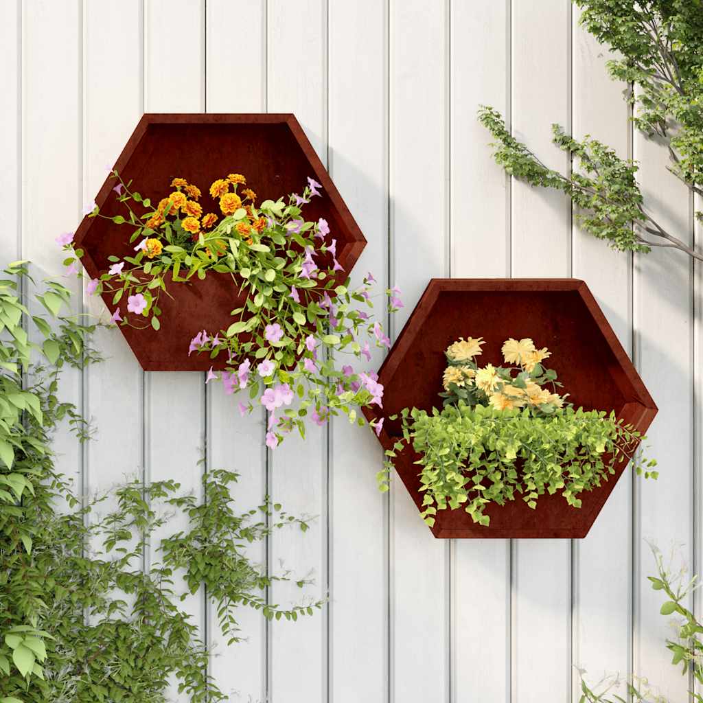 vidaXL Jardinière murale 2 pcs Acier corten rouillé 46x10x40 cm