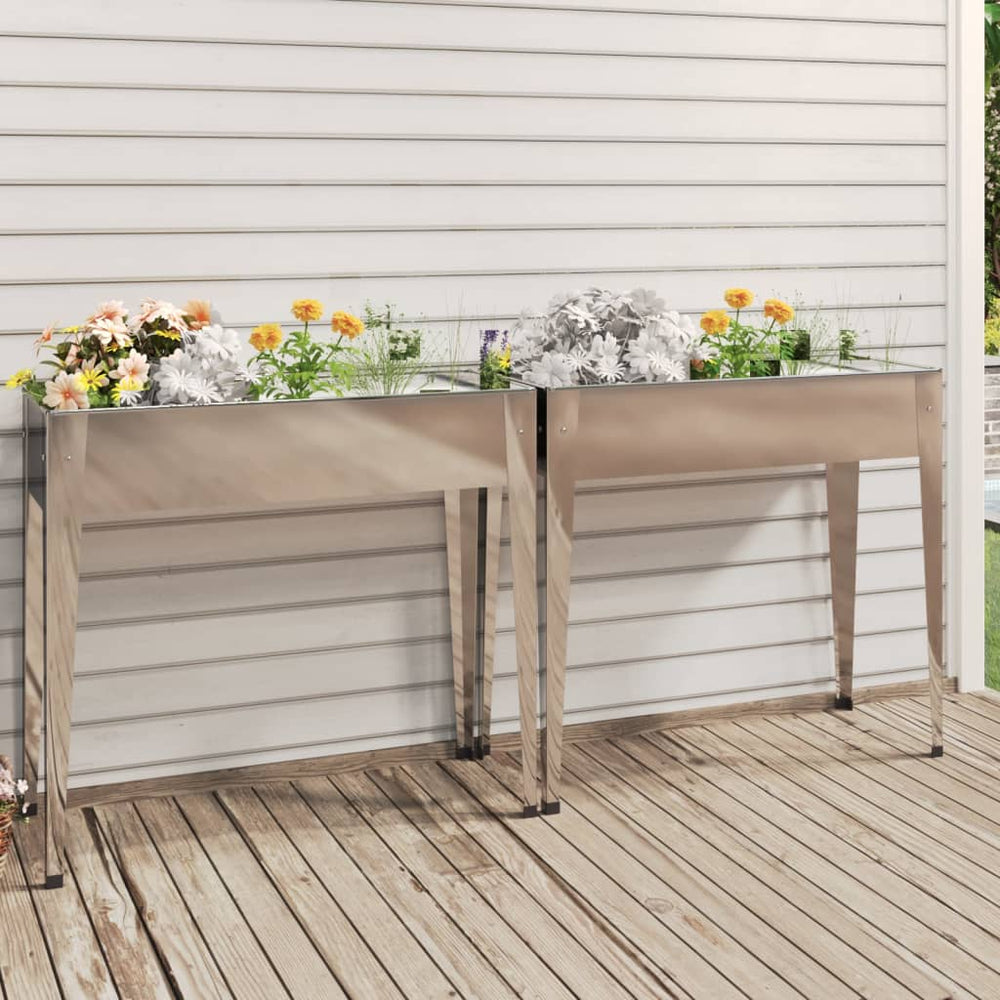 vidaXL Jardinières 2 pcs Acier galvanisé