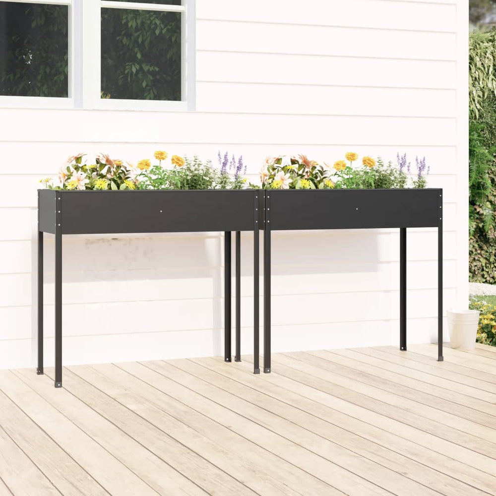 vidaXL Jardinières 2 pcs Acier galvanisé anthracite