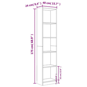 Bücherregal Braun Eiche 175 cm