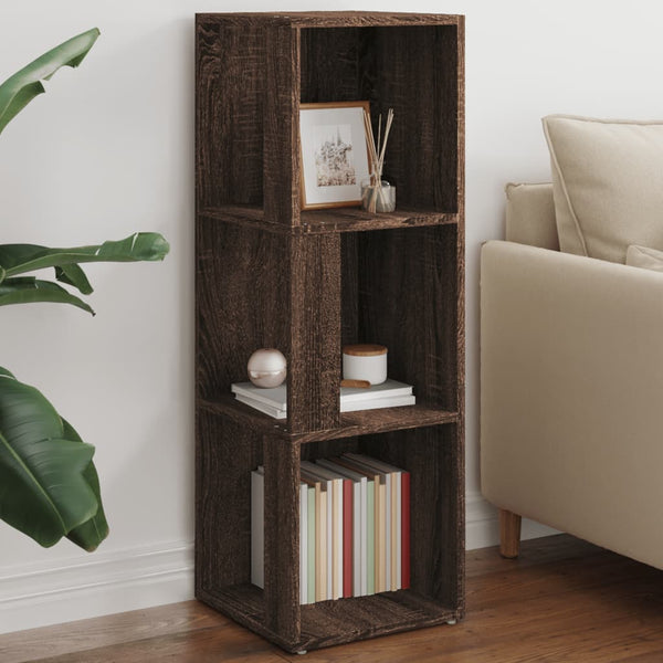 vidaXL Étagère d'angle marron aspect chêne 33x33x100 cm Bois d'ingénierie