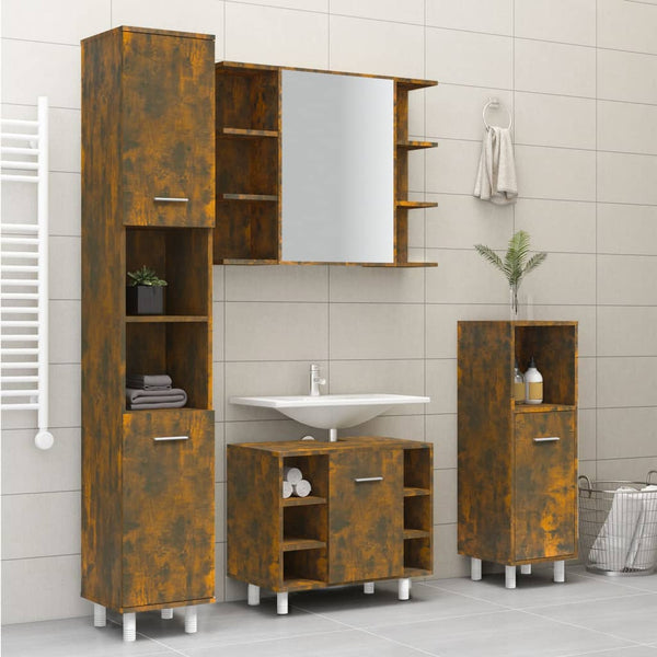 Badschrank Räuchereiche 30x30x179 cm