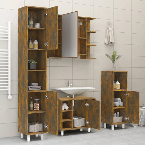 Badschrank Räuchereiche 30x30x179 cm