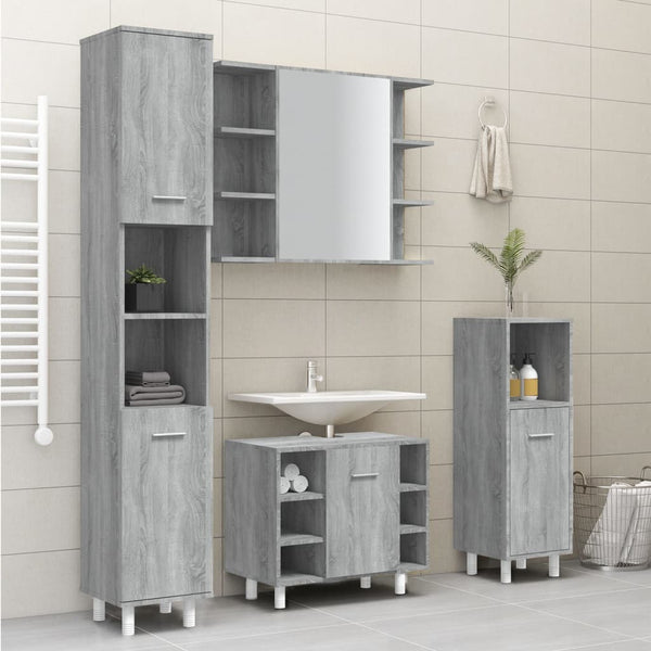 Grauer Badschrank Sonoma 30x30x179 cm