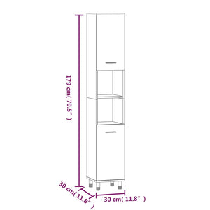 Grauer Badschrank Sonoma 30x30x179 cm