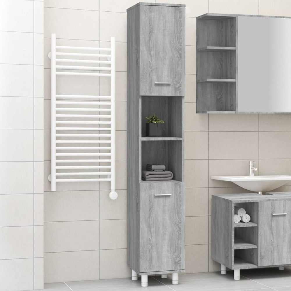 vidaXL Armoire de salle de bain gris Sonoma 30x30x179 cm en bois d'ingénierie