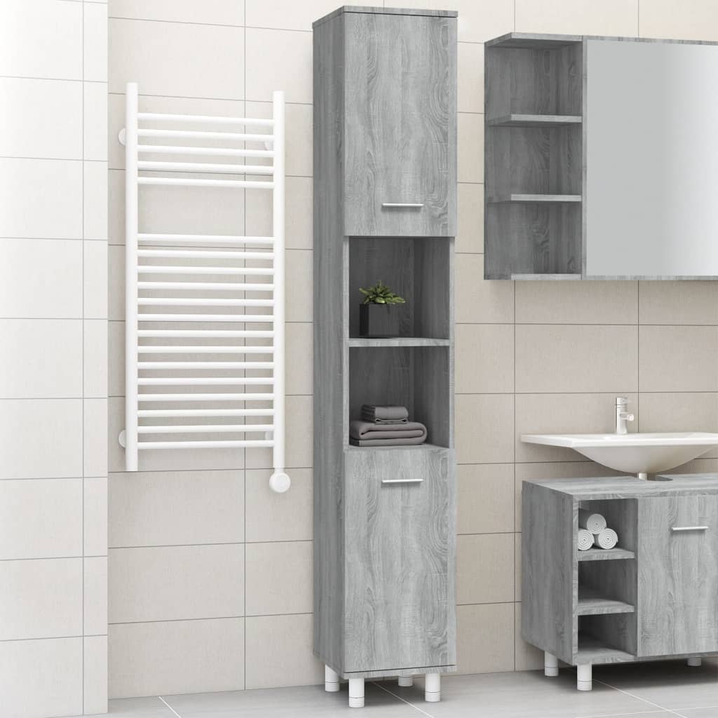Grauer Badschrank Sonoma 30x30x179 cm