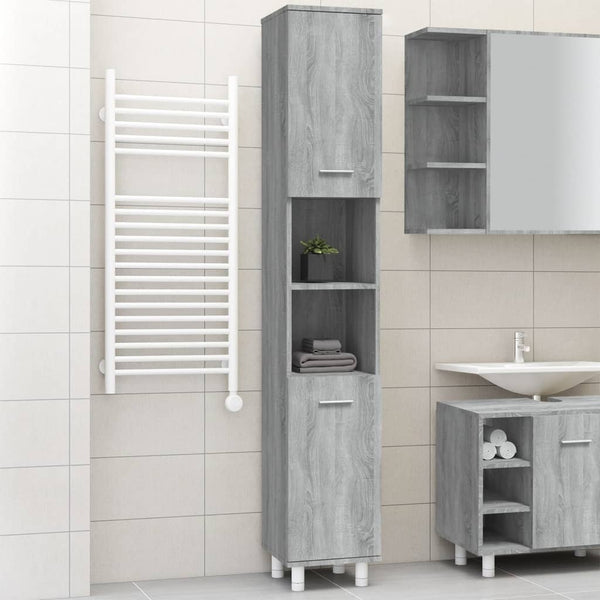 Grauer Badschrank Sonoma 30x30x179 cm