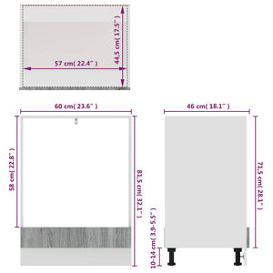 Herdumbauschrank Lyon Grau Sonoma 60 cm