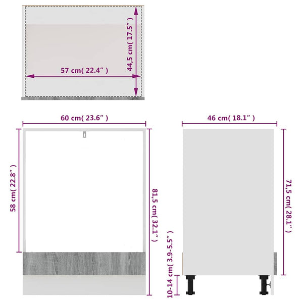 Herdumbauschrank Lyon Grau Sonoma 60 cm