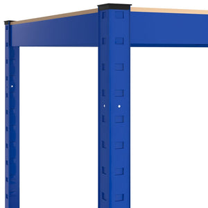 Regale mit 4 Böden 3 Stk. Blau Stahl & Holzwerkstoff