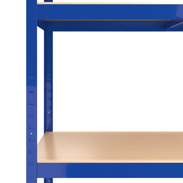 Regale mit 4 Böden 3 Stk. Blau Stahl & Holzwerkstoff
