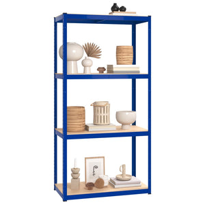 Regale mit 4 Böden 4 Stk. Blau Stahl & Holzwerkstoff