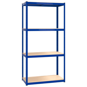 Regale mit 4 Böden 4 Stk. Blau Stahl & Holzwerkstoff