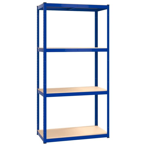 Regale mit 4 Böden 4 Stk. Blau Stahl & Holzwerkstoff