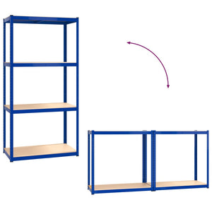 Regale mit 4 Böden 4 Stk. Blau Stahl & Holzwerkstoff