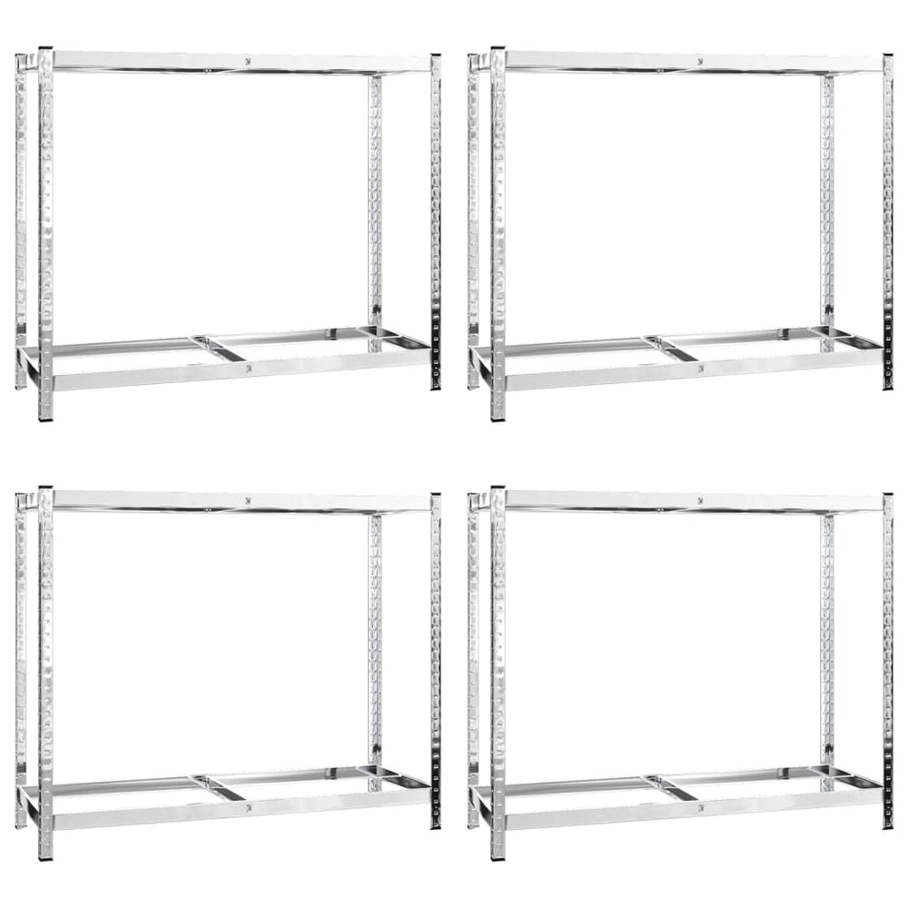 Reifenregale mit 2 Böden 4 Stk. Silbern 110x40x110 cm Stahl