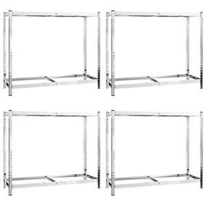 Reifenregale mit 2 Böden 4 Stk. Silbern 110x40x110 cm Stahl