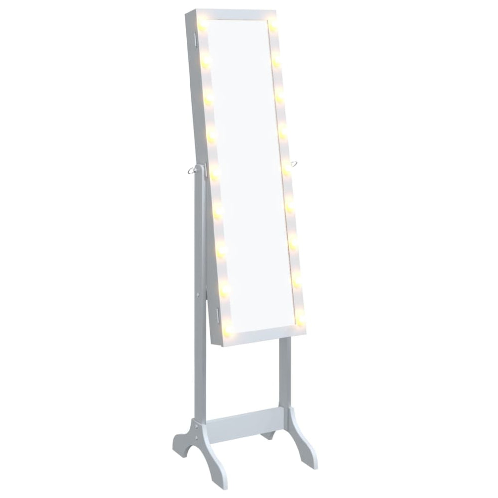 LED Standspiegel Weiß 34x37x146 cm