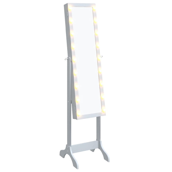 LED Standspiegel Weiß 34x37x146 cm
